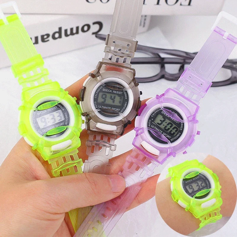 

Transparent Jelly Color Fashion Electronic Watch Led Digital Sports Watches Silicone Rubber Watch for Boys Girls Students Clock