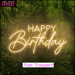 Big RGB LED Neon Sign Happy Birthday Neon Sign 79x41cm Birthday Sign Custom Neon Light for Birthday Room Home Decoration