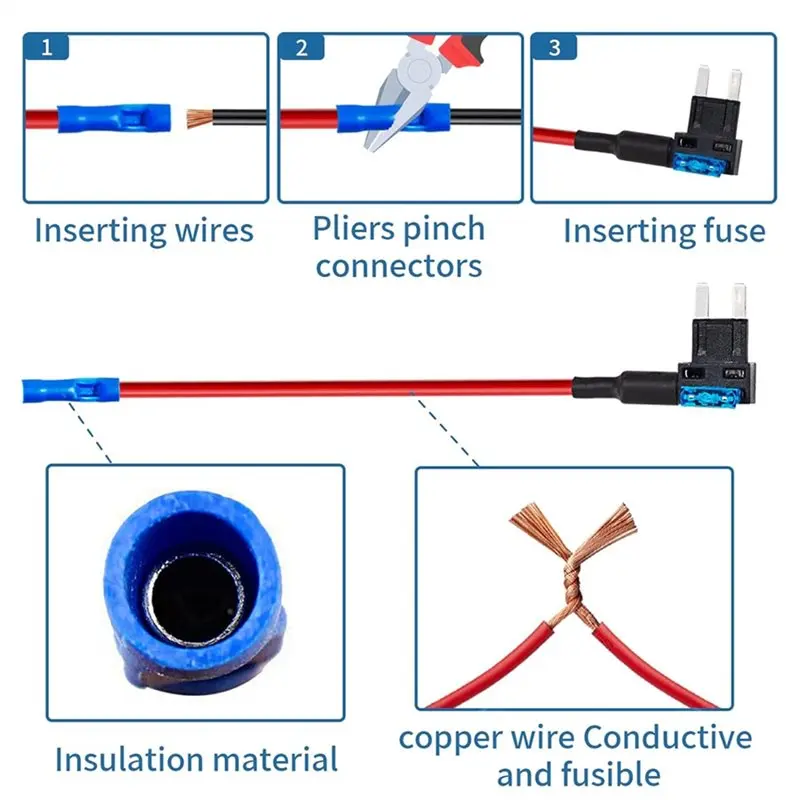 ABQB-12 Pack Mini Micro2 Add-A-Circuit Fuse Tap Kit 12V Car Fuse Adapter With Wire For Dash Cam LED Accessories view 3