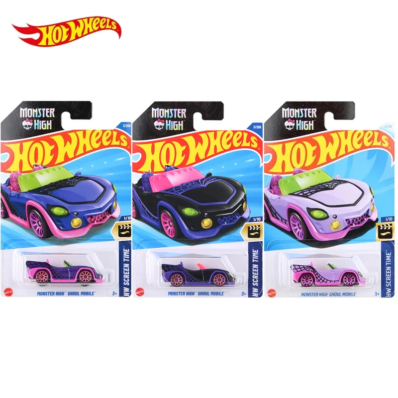 2024 핫 휠 몬스터 하이 구울 모바일 블랙 퍼플 3/250 HW 스크린 타임 1/64 다이캐스트 자동차 모델 장난감, 남아용 선물 C4982