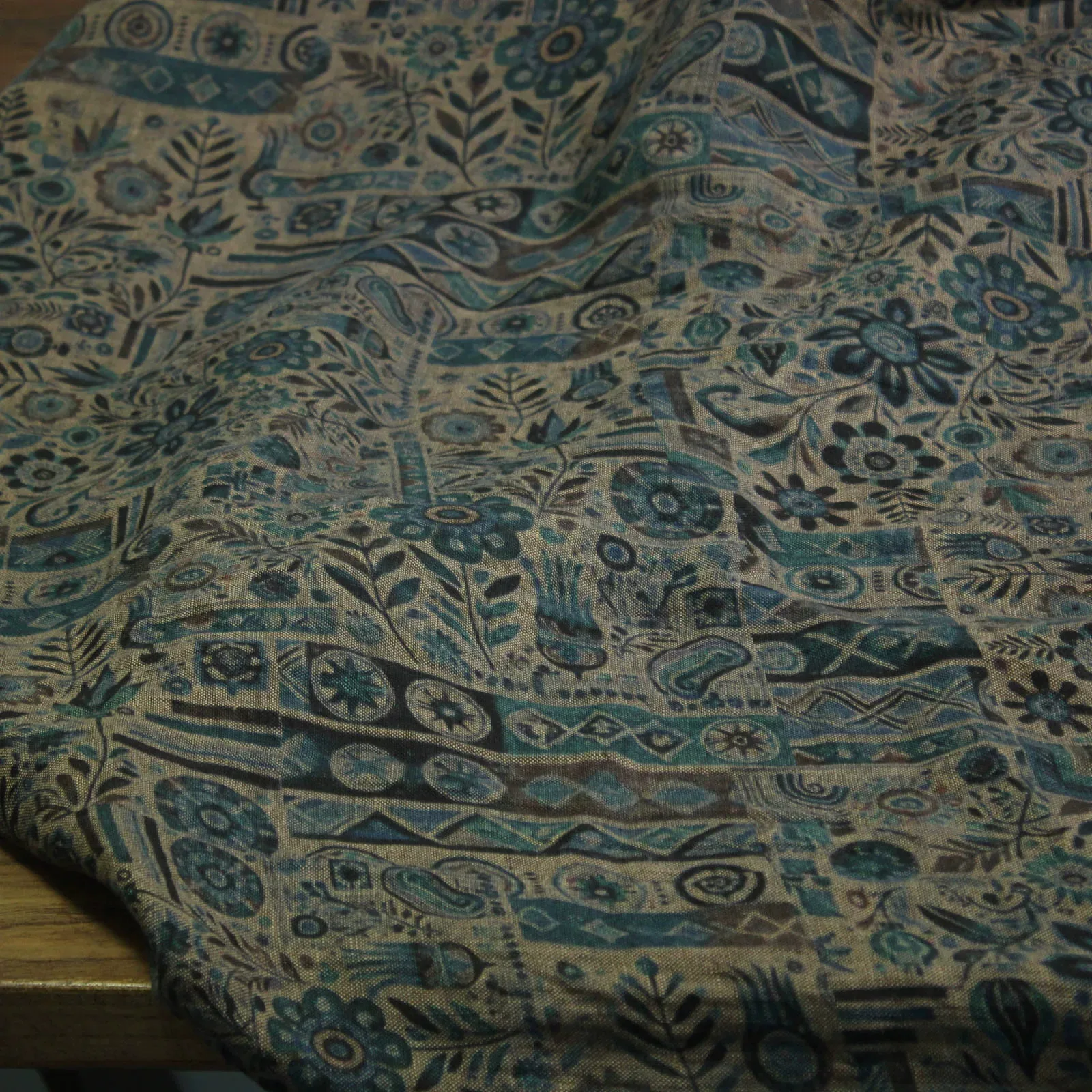 

1yard Alien flower print tissu pure flax fabrics for clothing one-piece dress cheongsam shirt sewing fabric