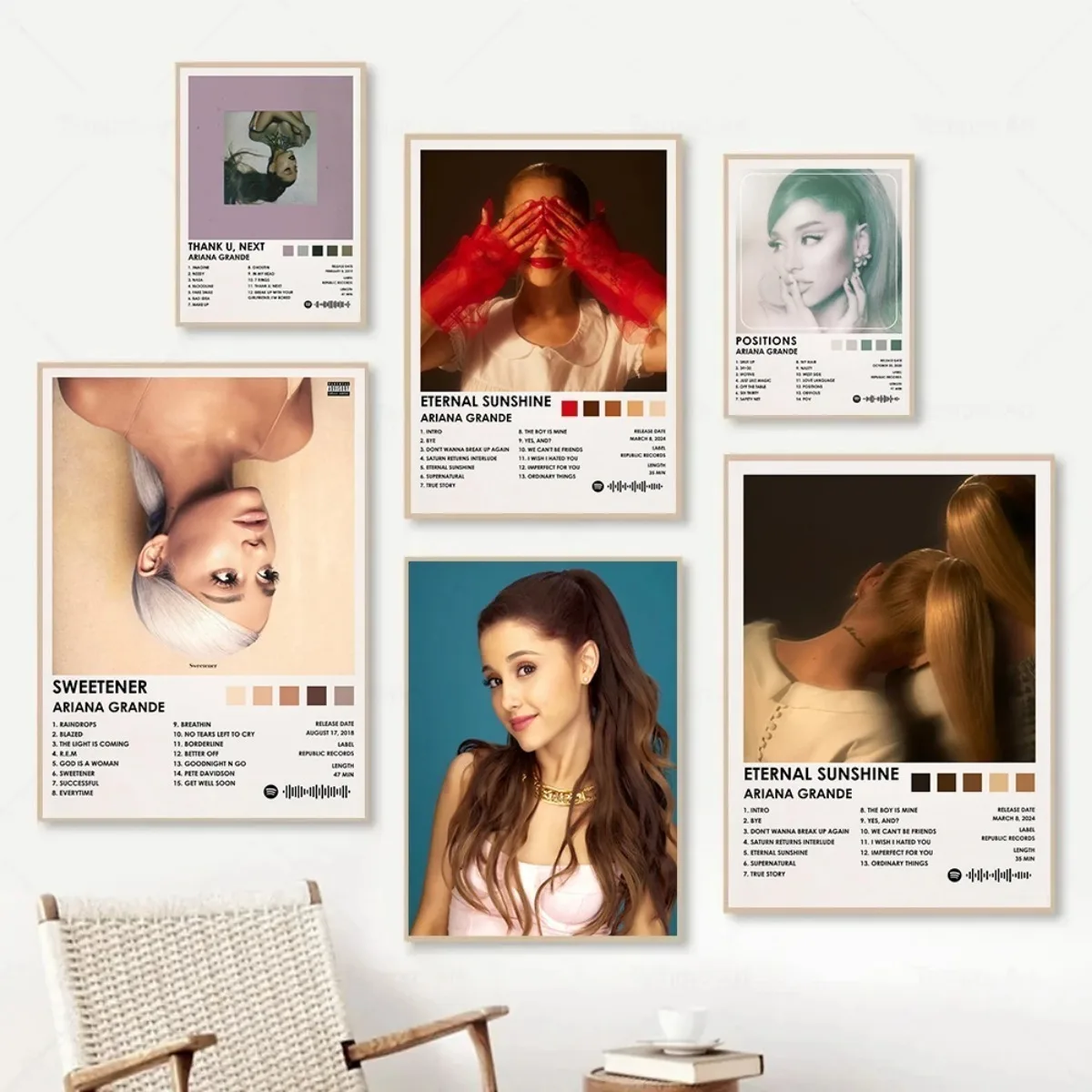 Singer Ariana Grande Portrait Eternal Sunshine/Positions Album Poster Printed Canvas Painting Wall Pictures Home Decor