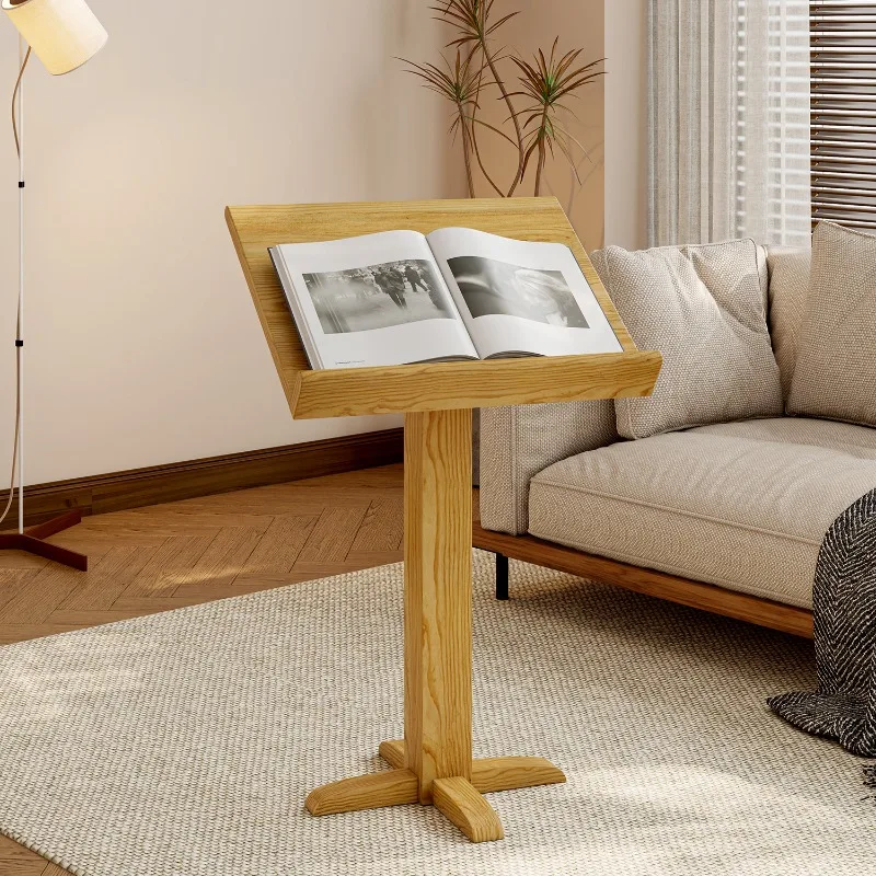 Solid Wood Vertical Reading Stand Creative Living Room Magazine Rack Music Sheet Display Rack for Office Study Library Organizer