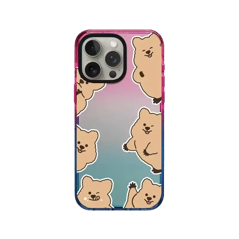 

Cartoon Brown Bear 2.5 Acrylic Gradient Border iPhone 12 13 15 14 Pro Max Protective Case, Fits iPhone 15 Pro Max