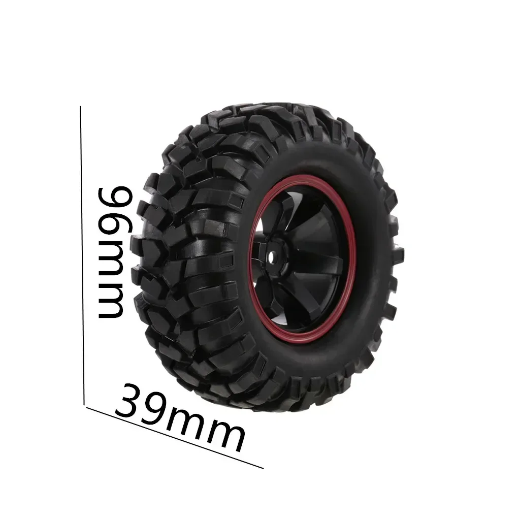 Off Road Rock Crawler carro pneus, Super macio, pneu de borracha, roda Rim, Hex, 12mm, 1, 10, 1.9 ", 96mm, Tamiya CC01, D90, 701A, 4pcs