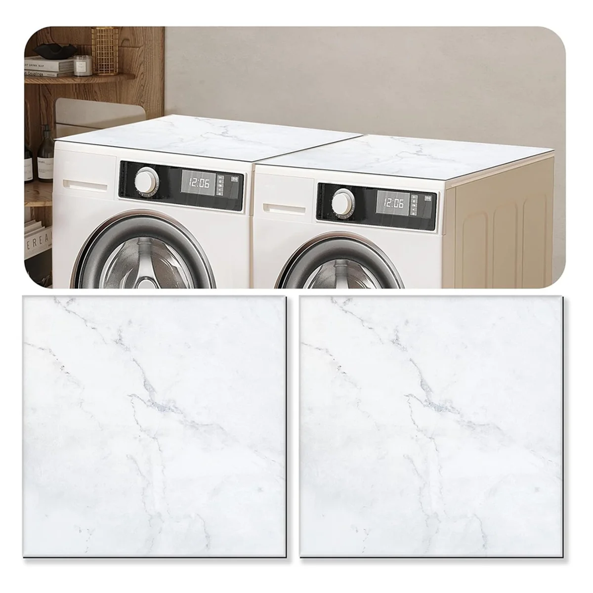 2PCS 23.2 X 23.2Inch Washer and Dryer Covers for the Top, Anti-Slip Washer Dryer Top Protector Mat Quick Drying