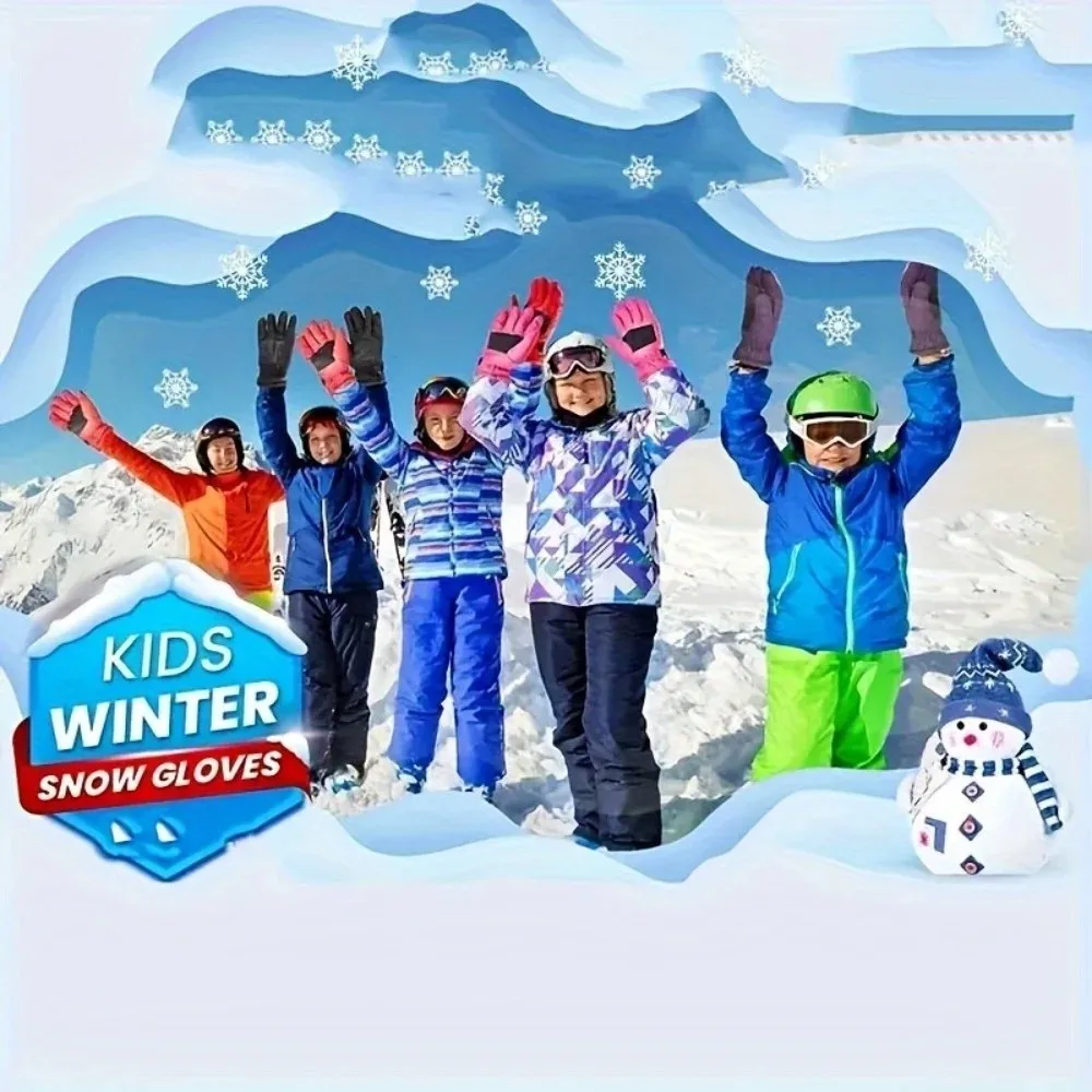 Warm Winter Snow Gloves Machine Washable Winter Grade Warm Skiing Gloves Windproof Breathable Fabric Outdoor Sports Gloves
