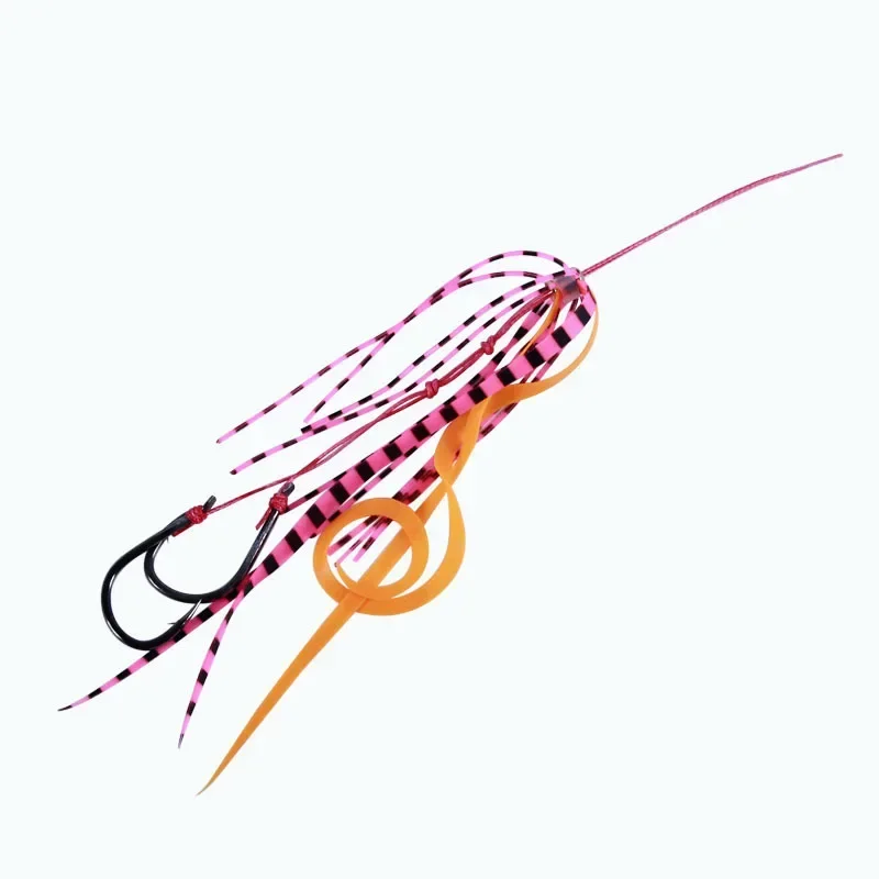 LUYA Silicone Silk Skirt Fluttering Jigging Fishing Hook  Ribbon Whisker Man Skirt Matching Hooks Whisker Man Tying Hooks