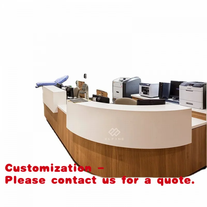 

custom.Modern Clinic Artificial Marble Curved Modern Reception Counter Table Design Hospital