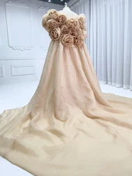 Handmade 3D Flower Cape with Dress Elegant Outfit Photo Shoot Gown Colored Wedding Gown YEWEN YW240074