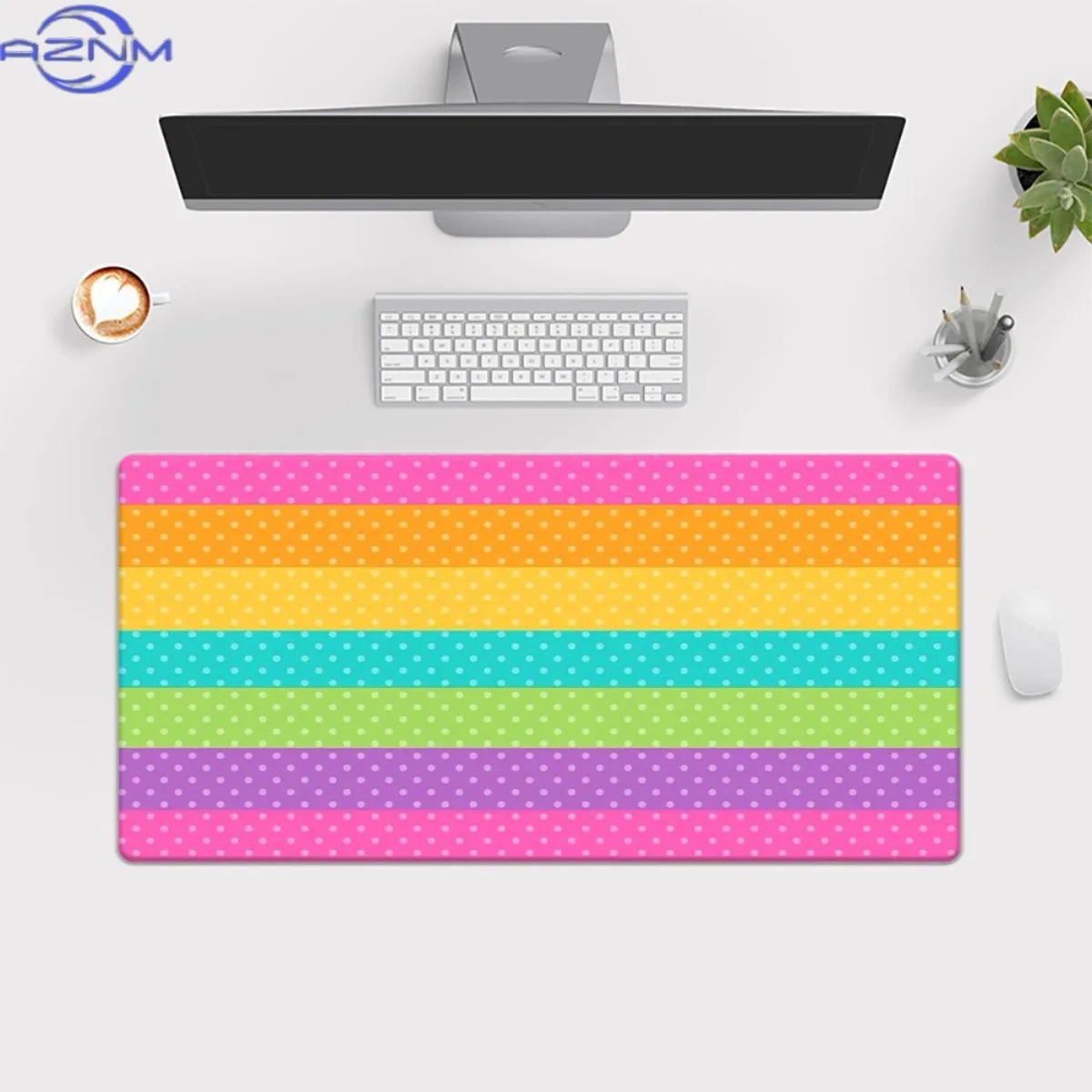 1pc of HD Printed Desk Pad Featuring a Rainbow Stripes Design, a Versatile XXL Mousepad Suitable for Gaming And Office Use, Perf