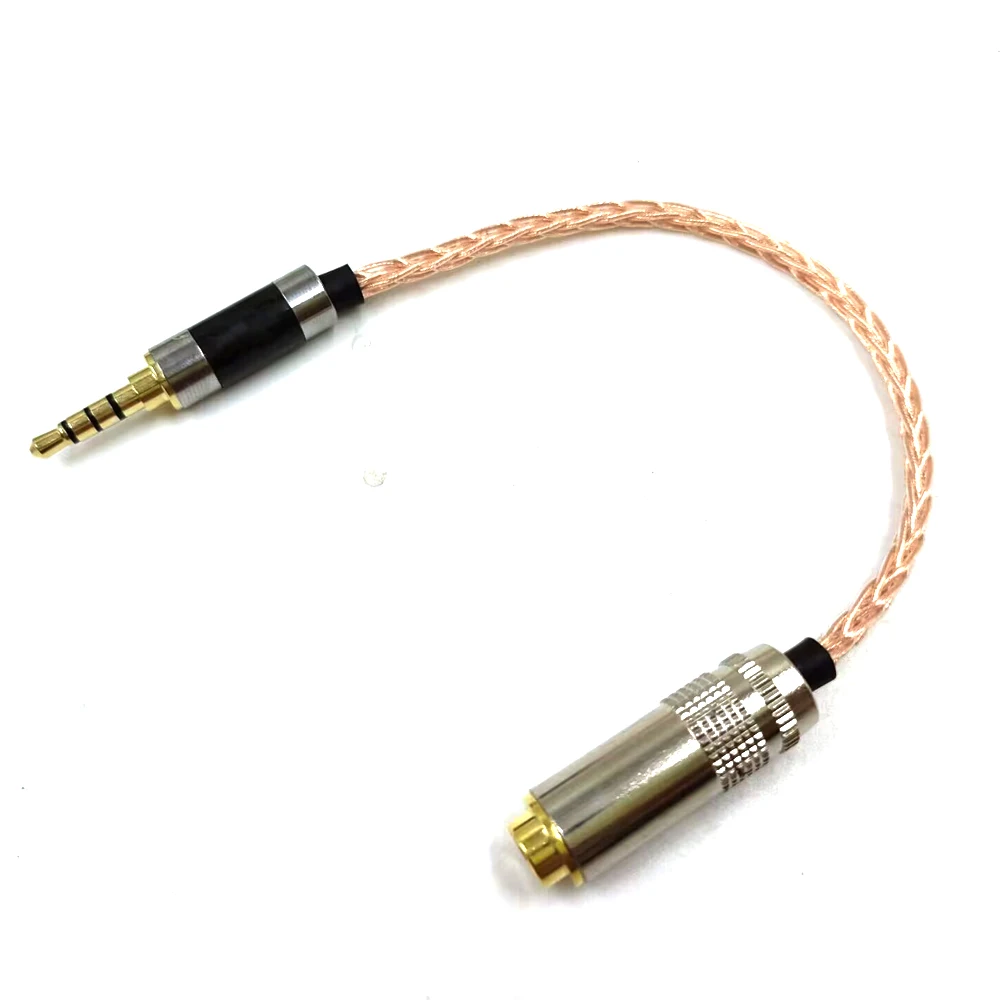 8 Cores 10cm 3.5mm TRRS Male to 4.4mm Female Balanced Adapter  7N OCC  Single Crystal Copper Audio Adapter Cable