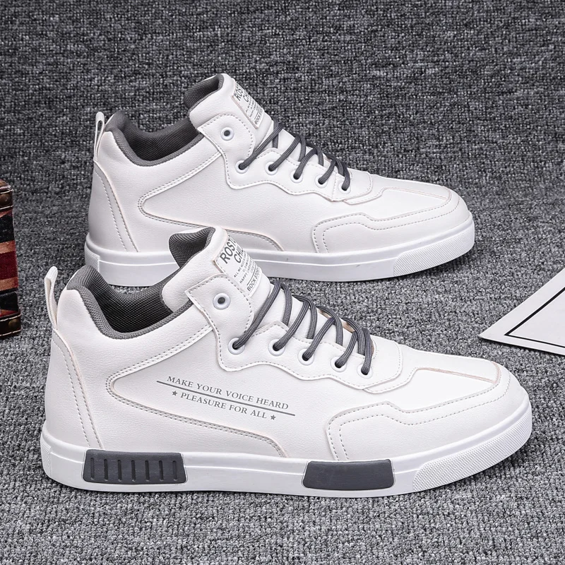 Brand Mens High-top Skateboard Shoes Trend Vulcanized Shoes For Men Breathable Casual Shoes Lace Up High Quality Tenis Masculino