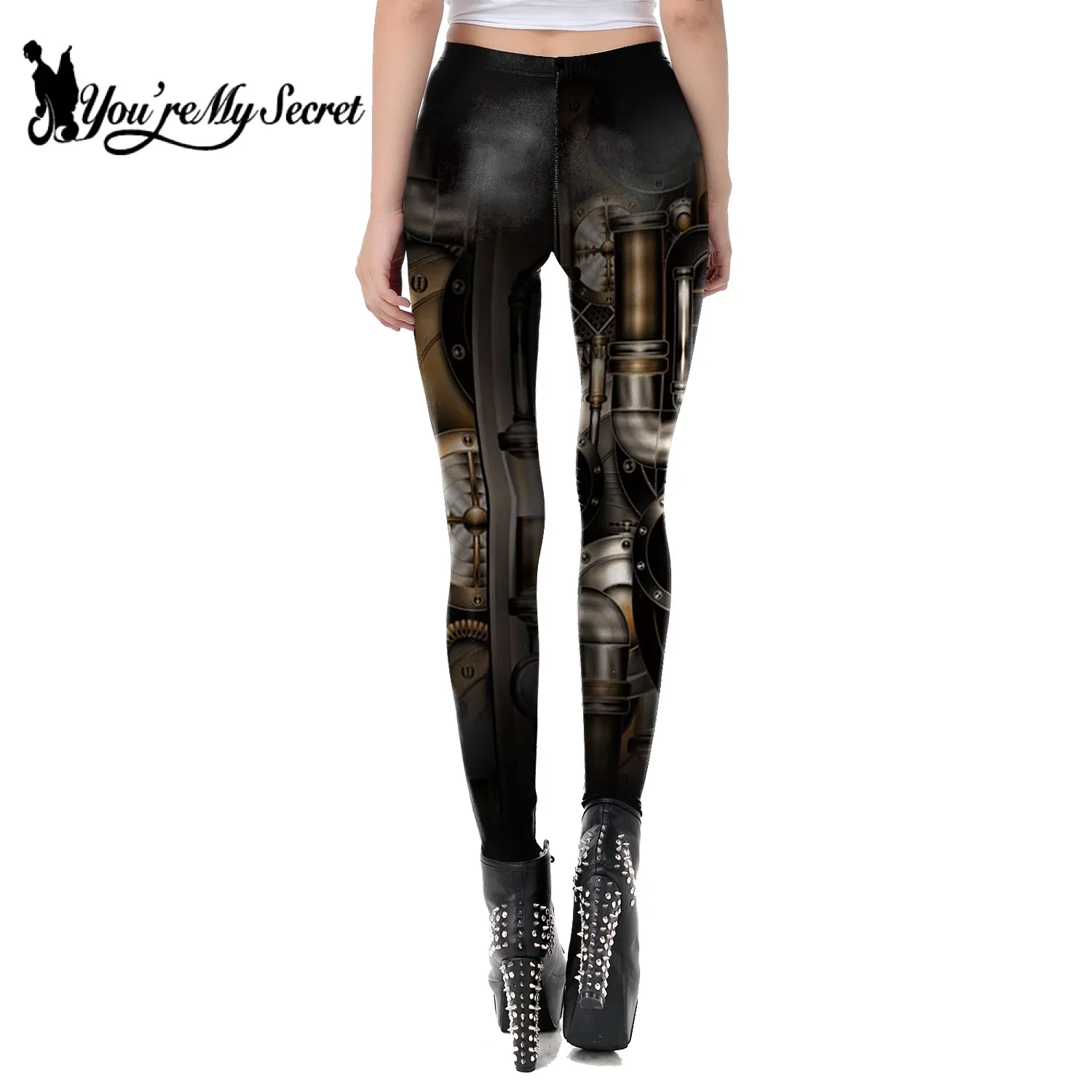[Sei il mio segreto] Leggings punk in metallo Pantaloni da carnevale da donna Pantaloni elastici da donna Divertente festa Primavera Estate Donna Yoga Outfit