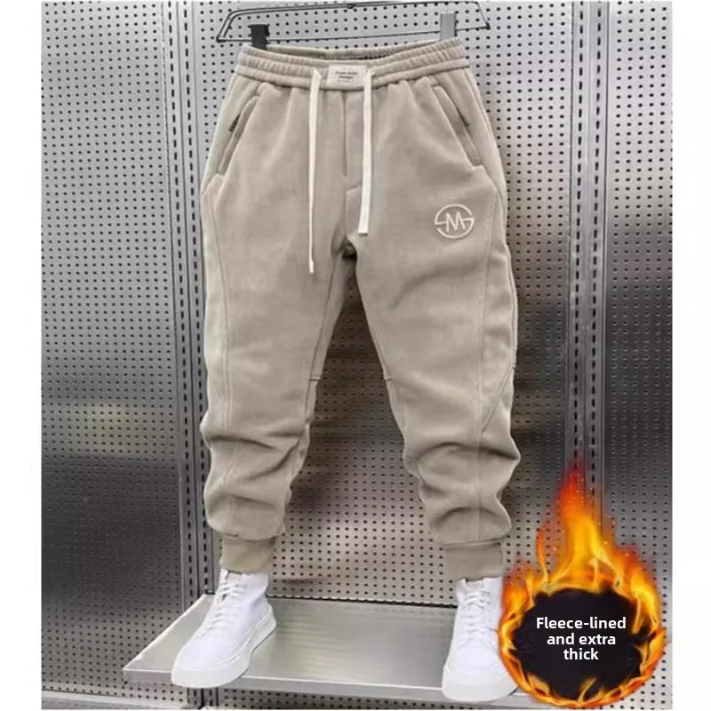 

Мужские повседневные спортивные брюки из вельвета на флисовой подкладке, свободного кроя, осенне-весенние, модные, свободные леггинсы