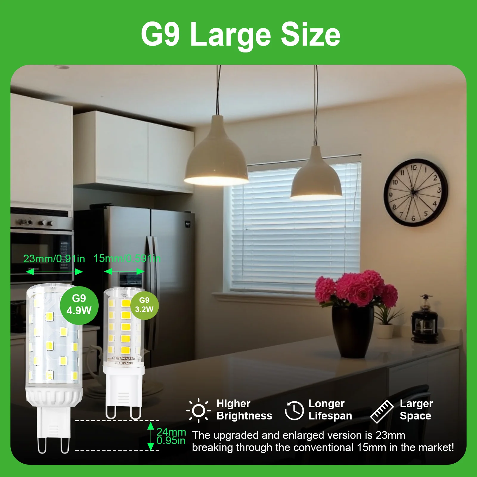 GY G9 LED Light Bulb 4.9W 908 Lumens, 60W Halogen Replacement, 120° Wide Beam, Non-dimmable, Class B