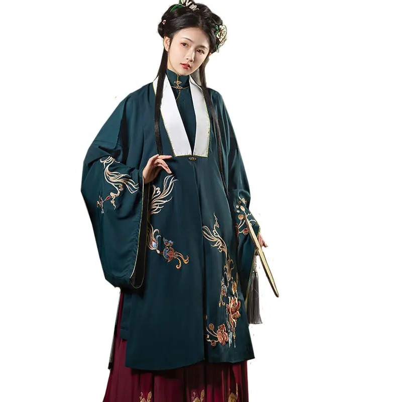 Ming Long Jacket than Nail Embroidered Stand Collar Diagonal Han Elements Autumn and Winter Suit