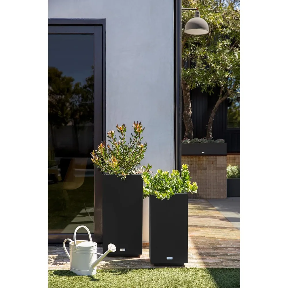 Pedestal Planter, Tall Planter for Indoor or Outdoor Front Porch | All-Weather Use with Removable Insert Bucket, Flowerpot