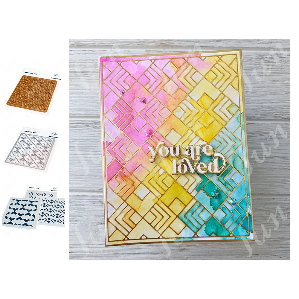 

Geo Tiles Metal Cutting Dies New Arrival Hot Foil Stencils Set Diy Scrapbooking Paper Greeting Card Drawing Coloring Decoration