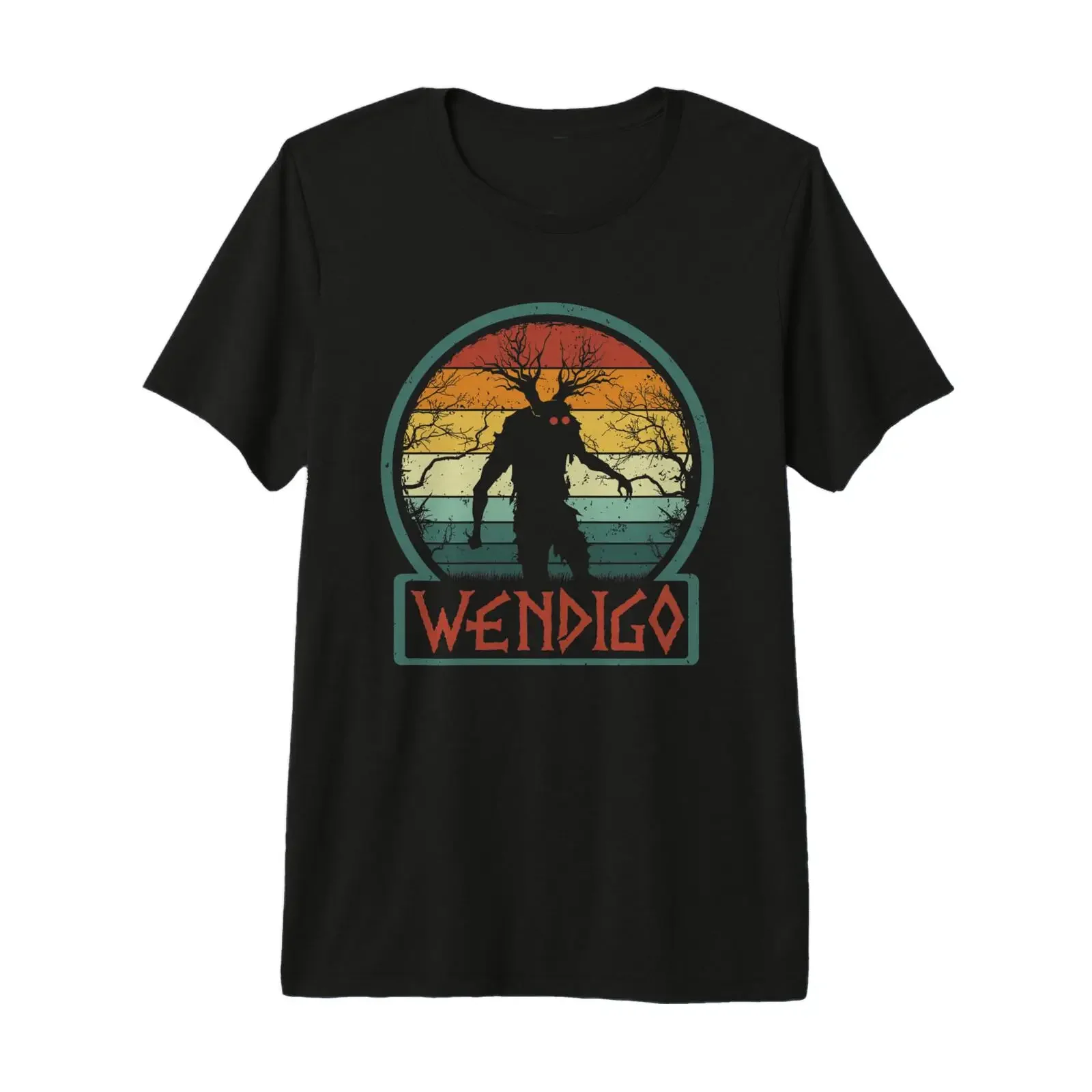 Retro Wendigo Cool Vintage Skinwalker Cryptid Monster Premium Tri blend T Shirt vintage Washed Stretched Soft streetwear