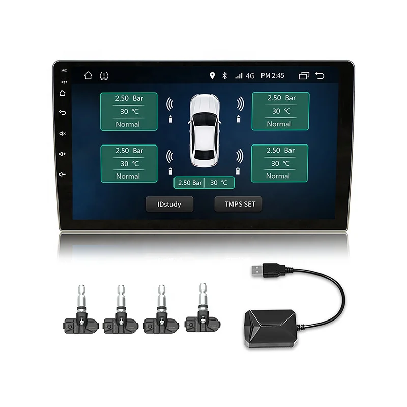 

USB Android TPMS Tire Pressure Monitoring System Display Alarm System 5V Internal Sensors For Car Navigation Car Radio 4 Sensors