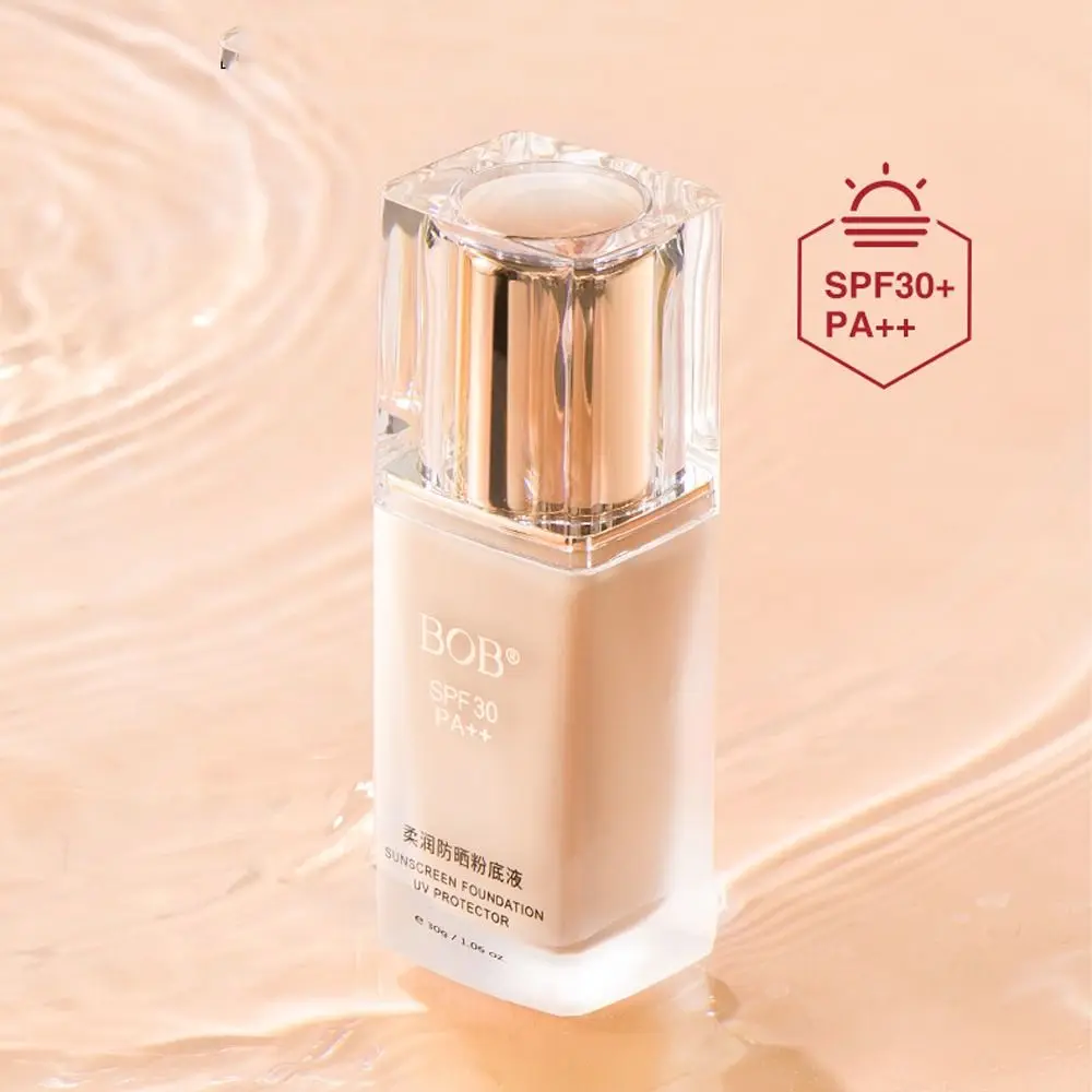 Niet-pluizende lichtgewicht vloeibare foundation Transpiratie 30 ml volume Gezichtscontour Vloeistof Natuurlijk zonnebrandcrème Gezichtsbasiscrème