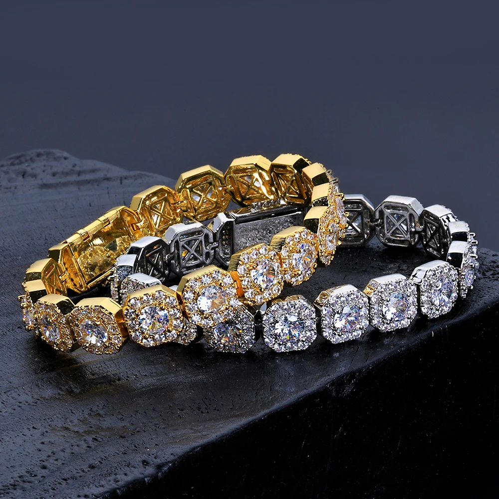 10/12MM Clustered Tennis Chain for Men Necklace Hip Hop Iced Out Zirconia Brass Rapper Rock Choker Jewelry