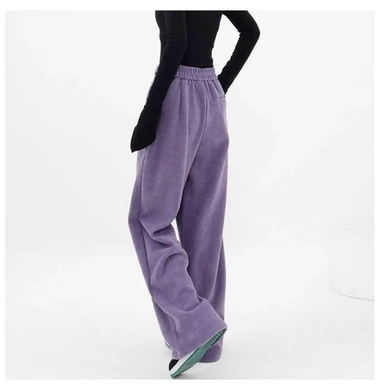 2025年秋冬新作 コーデュロイ ワイドレッグ レディース ハイウエスト カジュアル ストレートレッグ マキシ丈パンツ