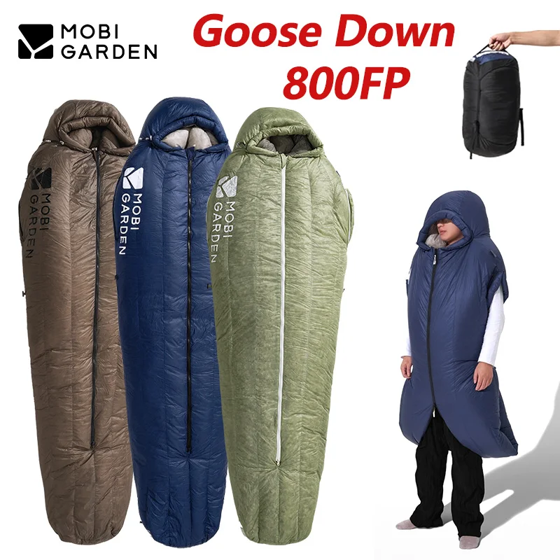 

MOBI GARDEN спальный мешок на гусином пуху, зима, 15D нейлон, 800FP, сверхлегкий, 4-сезонный, для пешего туризма, сохраняющий тепло, водонепроницаемый спальный мешок для мамы