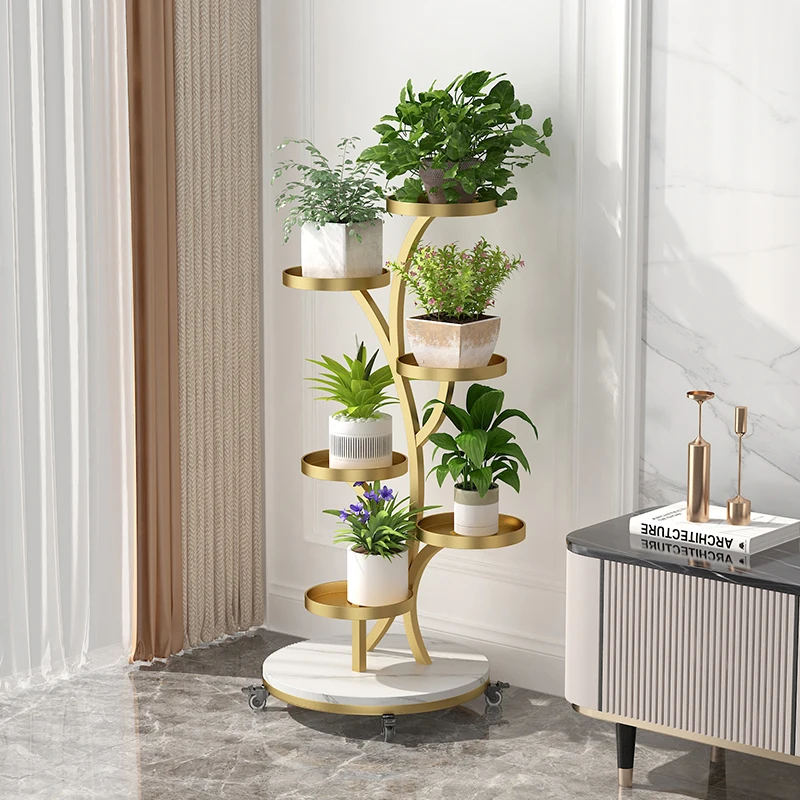 New Luxury Iron Flower Stand for Living Room Indoor Balcony Multi-Purpose Plant Display Shelf Succulent Holder Plant Shelves