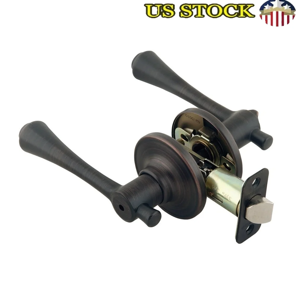 

Brushed Bronze Privacy Door Lever Lock Bedrooms and Bathrooms ANSI Grade-3 Universal Fit Standard Doors