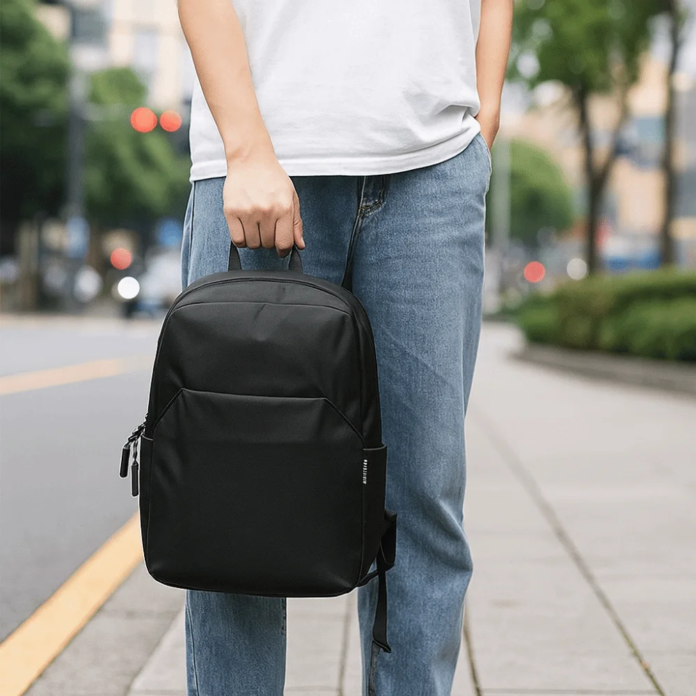 

Practical Mini Men's Backpack Waterproof Black School Bags Nylon Portable Travel Backpack Daily Use