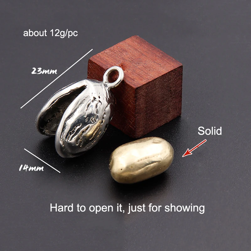 Double Color Nut Pistachios Lucky Keychains Pendants Brass Car Key Chains Rings Charms Handmade Luggage Accessories DIY Jewelry