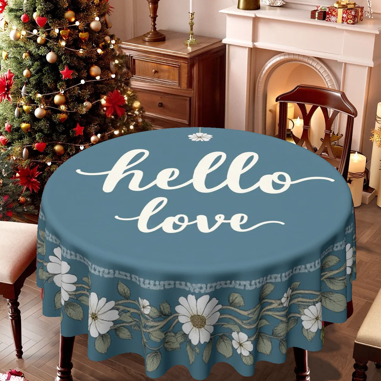 One vintage geometric design Christmas tablecloth, suitable for both home kitchens and dining areaszyc