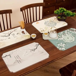 30x45cm neo Chinese Zen style place mat anti-scalding faux leather heat-insulating pads tea mats cup coasters pvc table mat