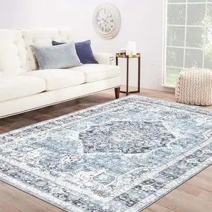 9x12 Vintage Boho Rug, Ultra-Soft Washable Non-Slip Carpet for Living Room Bedroom Office