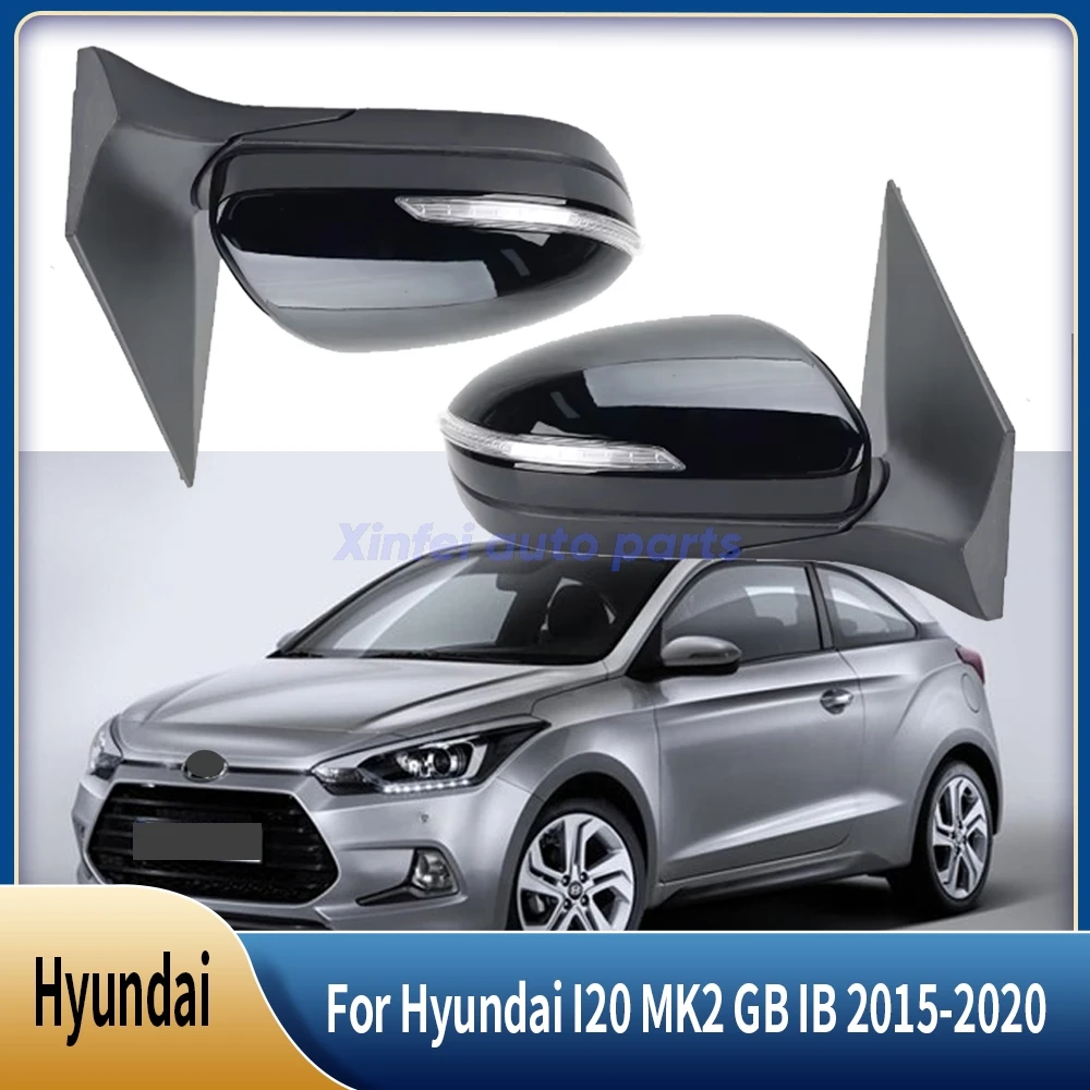 

For Hyundai I20 MK2 GB IB 2015-2020 Black Power Folding Turn Signal Light Car Accessories 8 Pins Rearview Wing Mirror Assembly