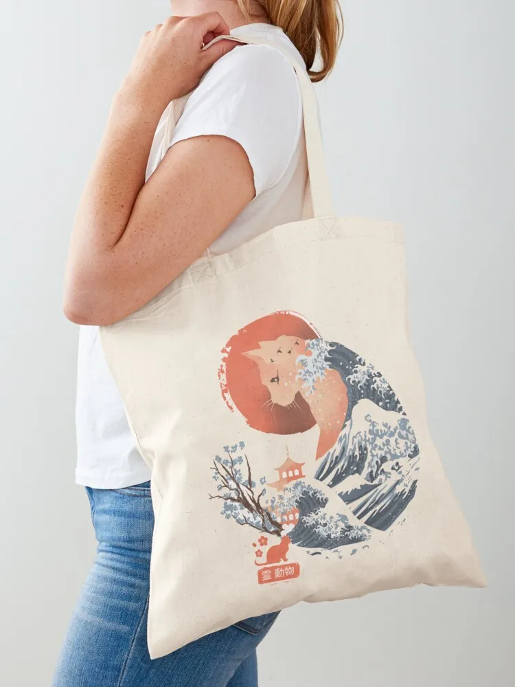 Hokusai customizável Canvas Cat sacola, carrinho de compras, Shopper Bag, sacola