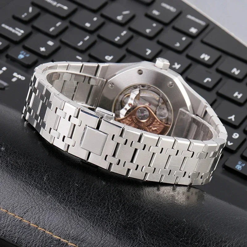 316L الفولاذ المقاوم للصدأ حزام (استيك) ساعة ل AP 15400 أوديمارس بيجيه رويال أوك GA2100 2110 حزام الرجال الفضة سوار مقاوم للماء 26 مللي متر