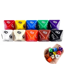 D8 Polyhedral Dice 15.5mm TRPG DND Digital Dice Game Set 8 Sides 10Pcs for Board Game
