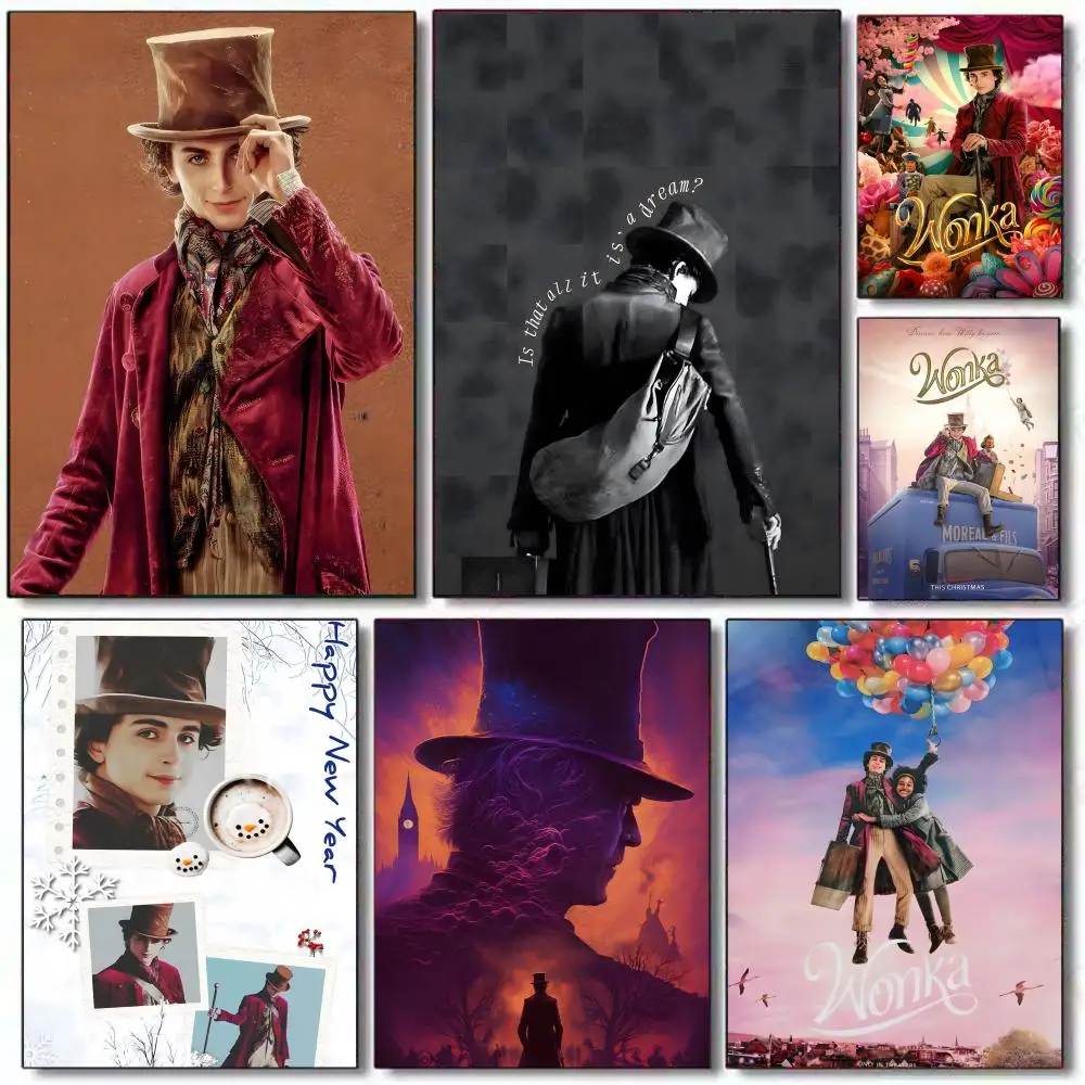 2023 Wonka Movie Poster HD PVC Autoadhesivo Arte de la pared - Impermeable Reutilizable para el hogar Oficina Café