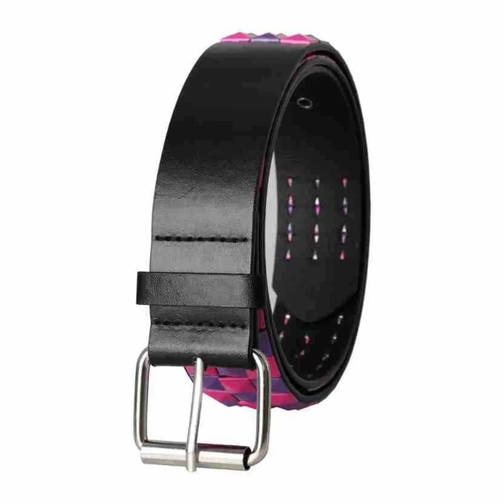 

Fashion Casual Punk Rivet Belt Polychrome Rock Style Heavy Metal Belt Versatile Adjustable Jeans Belt Unisex