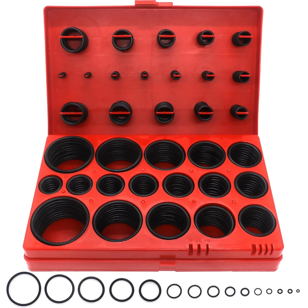 Rubber O-Ring Assortment Kit Buna-N Gasket Sealing Rings and Replacement O-Rings 32 Metric Sizes 419Pcs Kit for Various Car