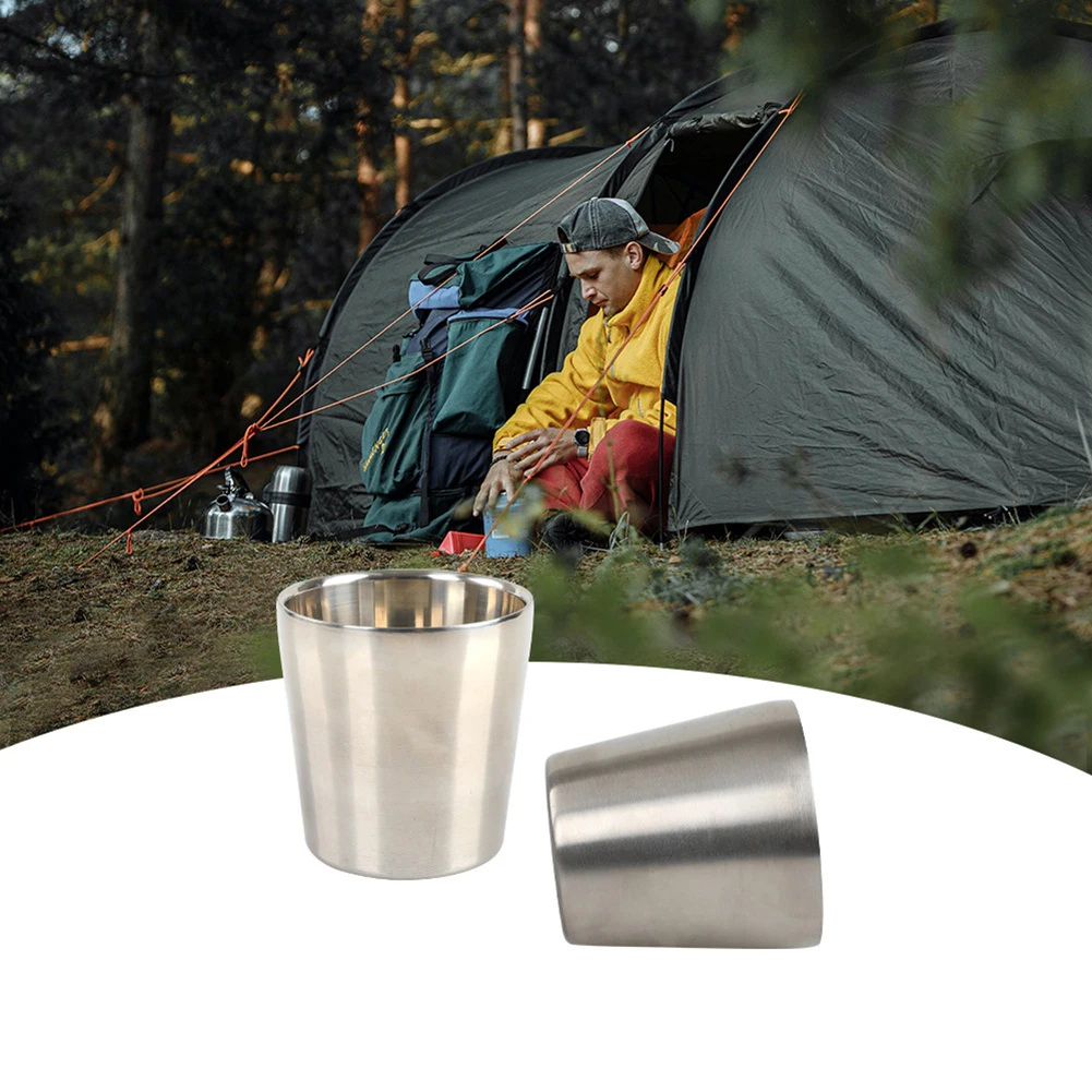 

Thick Stainless Steel Cup SUS304 Stainless Steel Double-wall Construction6.16oz Mug Coffee Tea Cafe Supplies Cup Cold Drink Cups