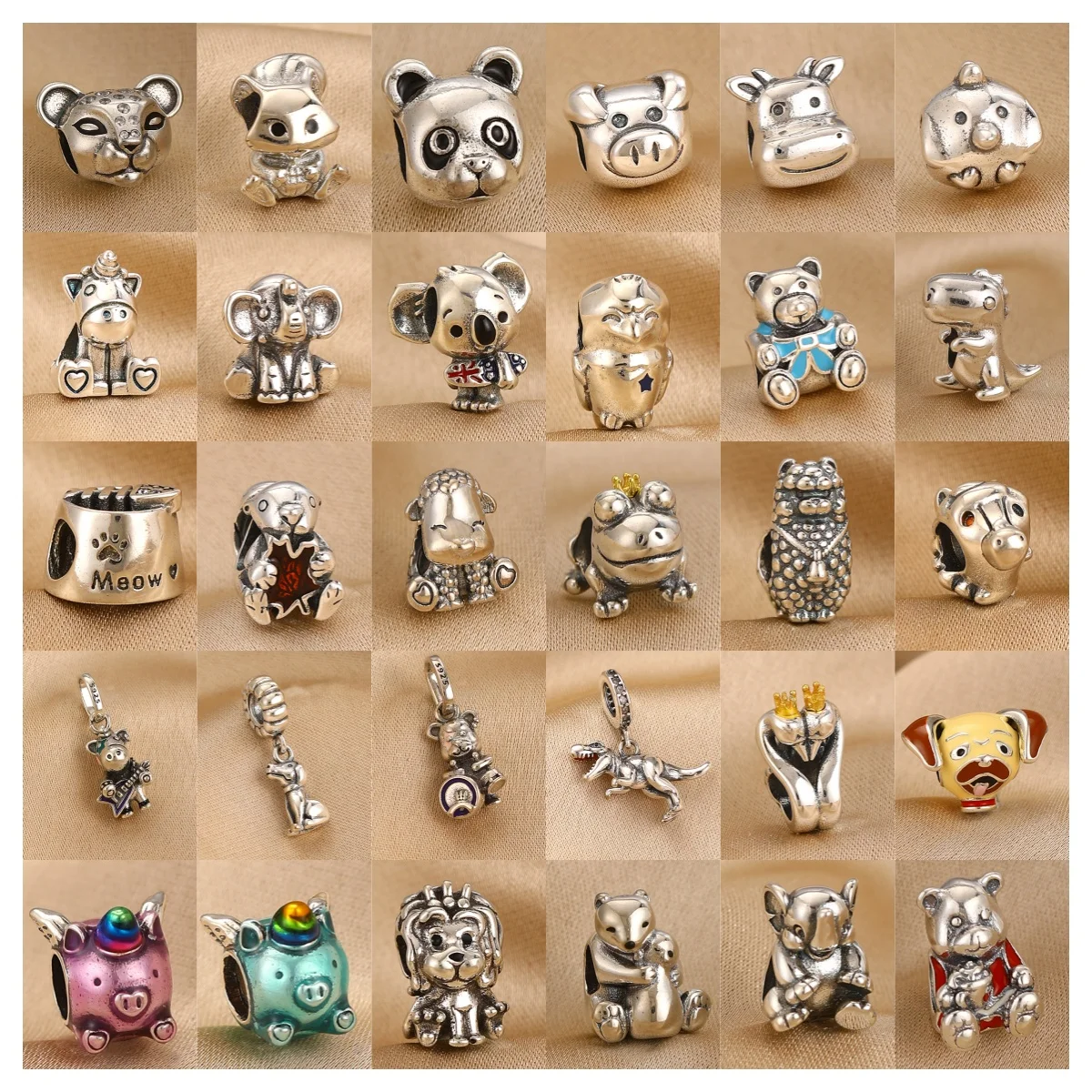 

Hot selling 925 Silver Animal Series Charm Fox Owl Rabbit Raccoon Beads Suitable for Original Bracelet Beads DIY Jewelry Gifts