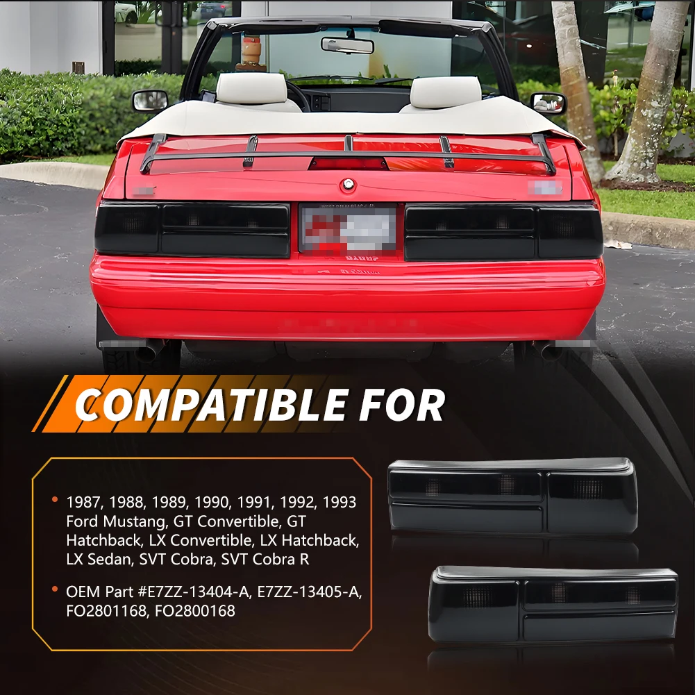 2Pcs For 1987 1988 1989 1990 1991 1992 1993 Ford Mustang Rear Bumper Reverse Light Brake Light Tail Light Backup Light Cover view 2