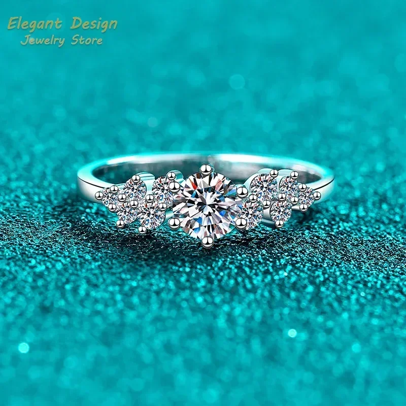 Gemstone Bride Fine Jewelry 0.5ct Moissanite Rings for Women Luxury Platinum Pt950 Diamond Wedding Band Certificate Gifts