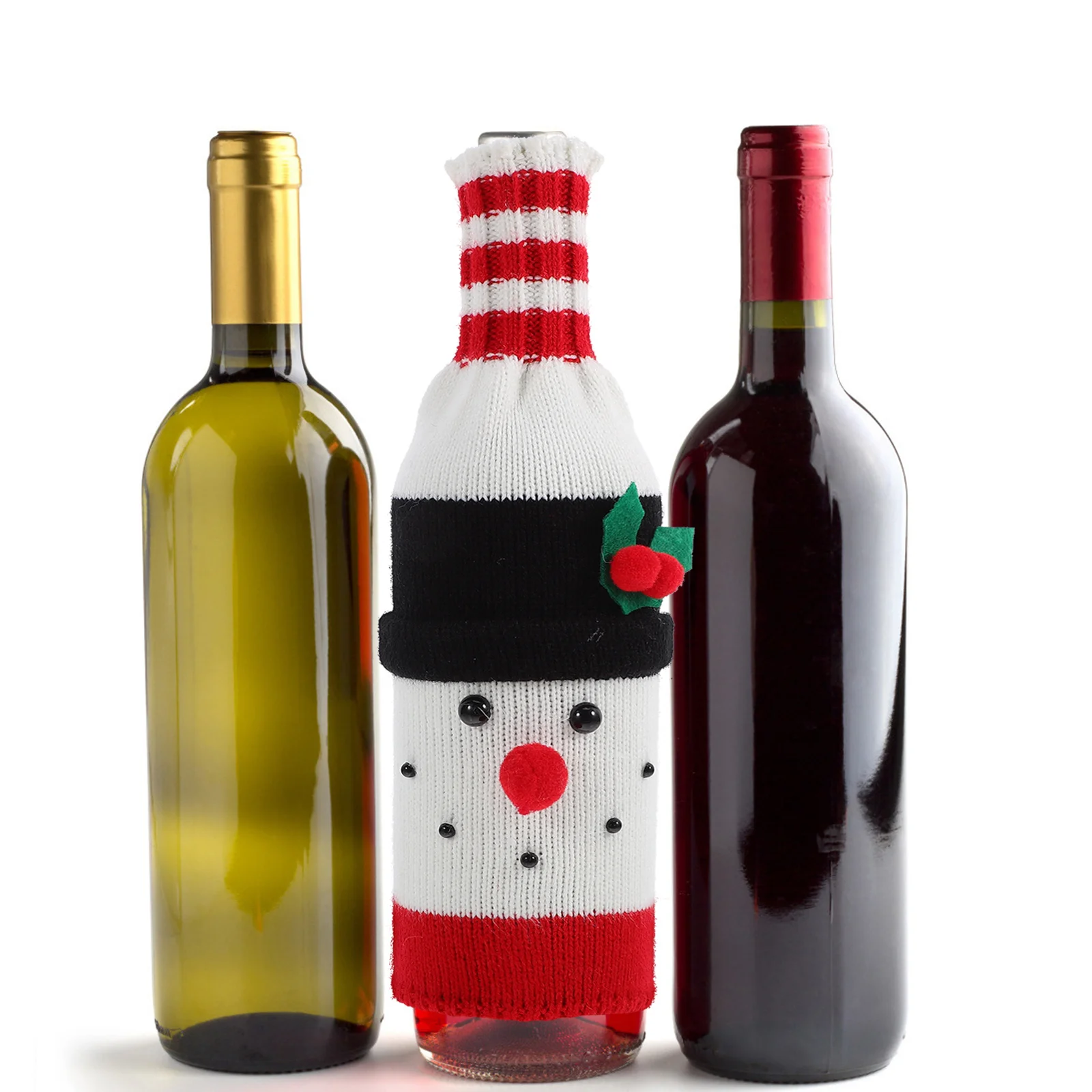 

Snowman Wine Bottle Cover Knitted Christmas Sleeve Christmas Party Decoration Xmas Wine Bottle Supplies Sleeve