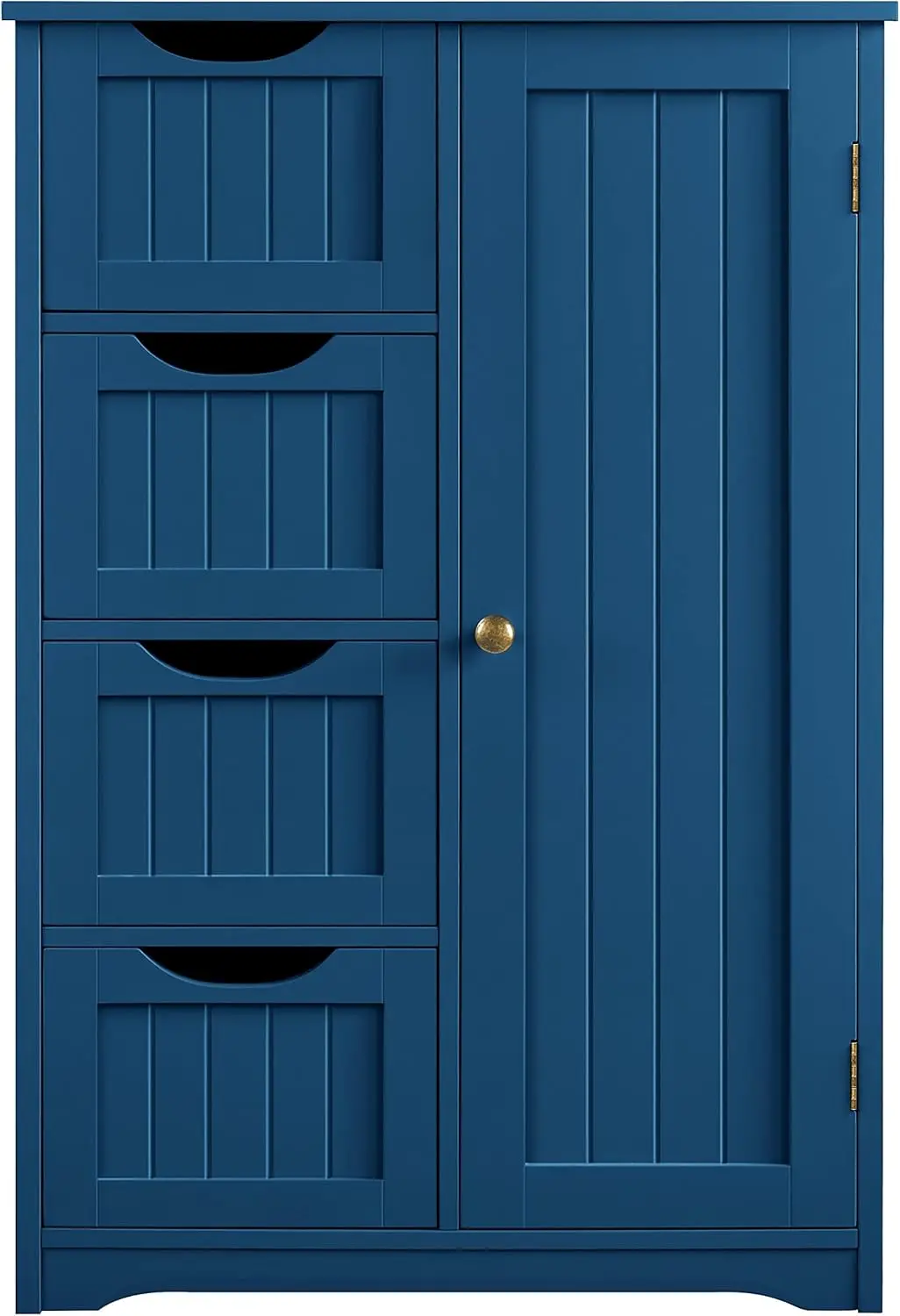 

Wooden Bathroom Floor Cabinet Side Storage Organizer Cabinet with 4 Drawers and 1 Cupboard Freestanding Entryway Storage Unit Co