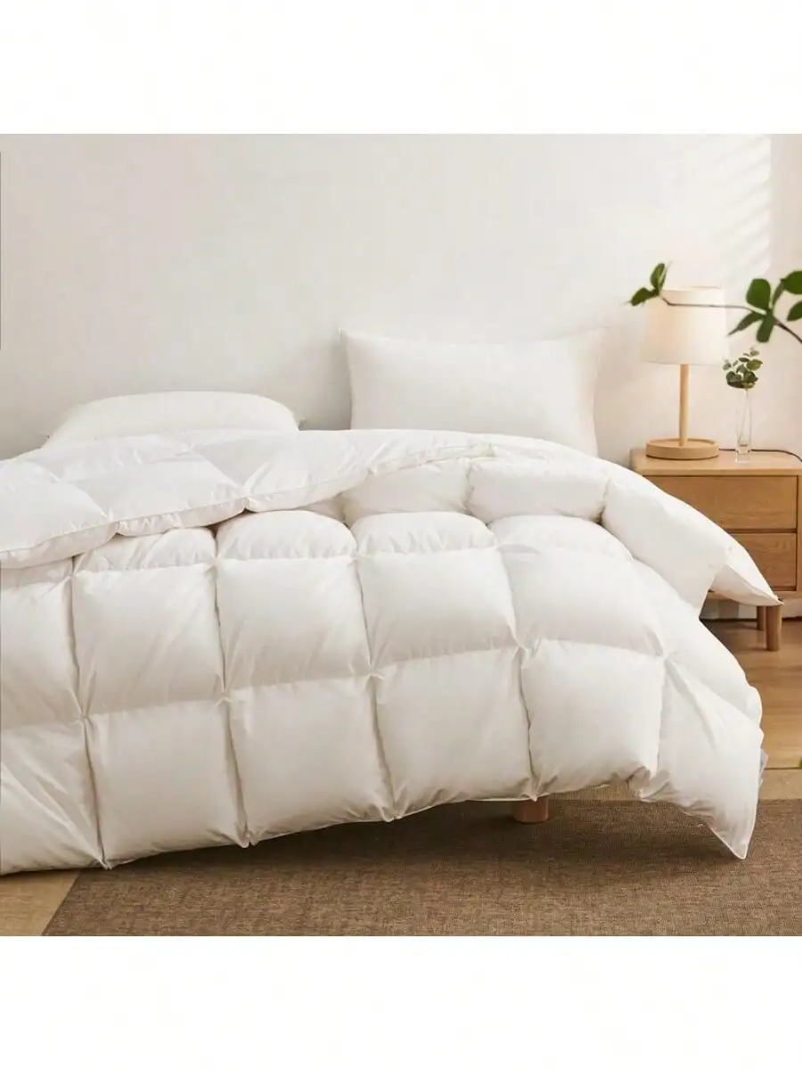 

1pc Duvet Insert , Quilted Grid Fall Winter Warm Comforter Microfiber Duvet With Down Alternative Filling Soft Breathable Quilt